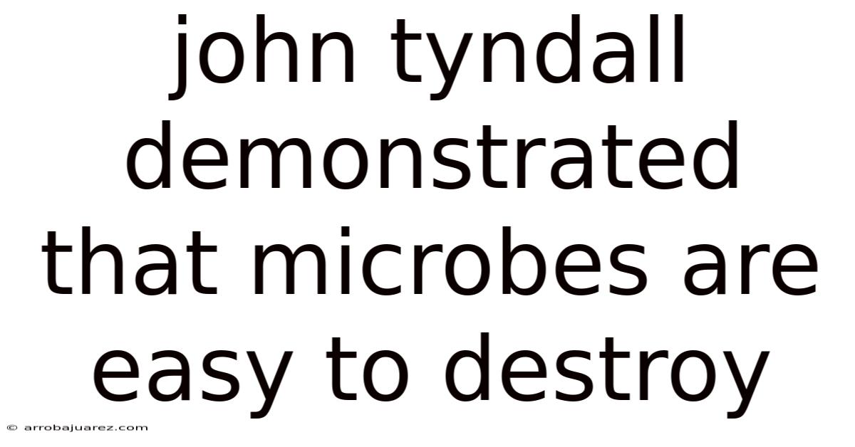 John Tyndall Demonstrated That Microbes Are Easy To Destroy