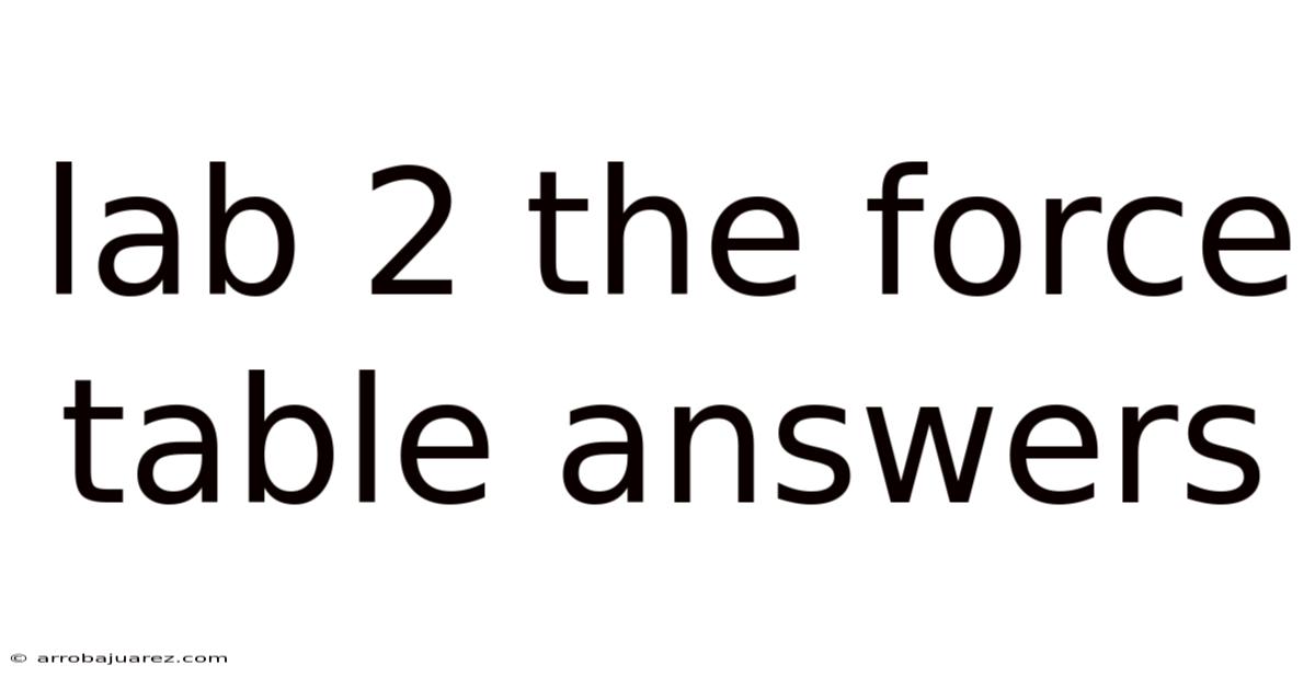 Lab 2 The Force Table Answers