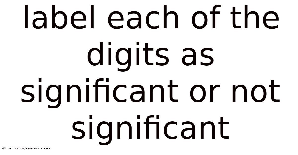 Label Each Of The Digits As Significant Or Not Significant