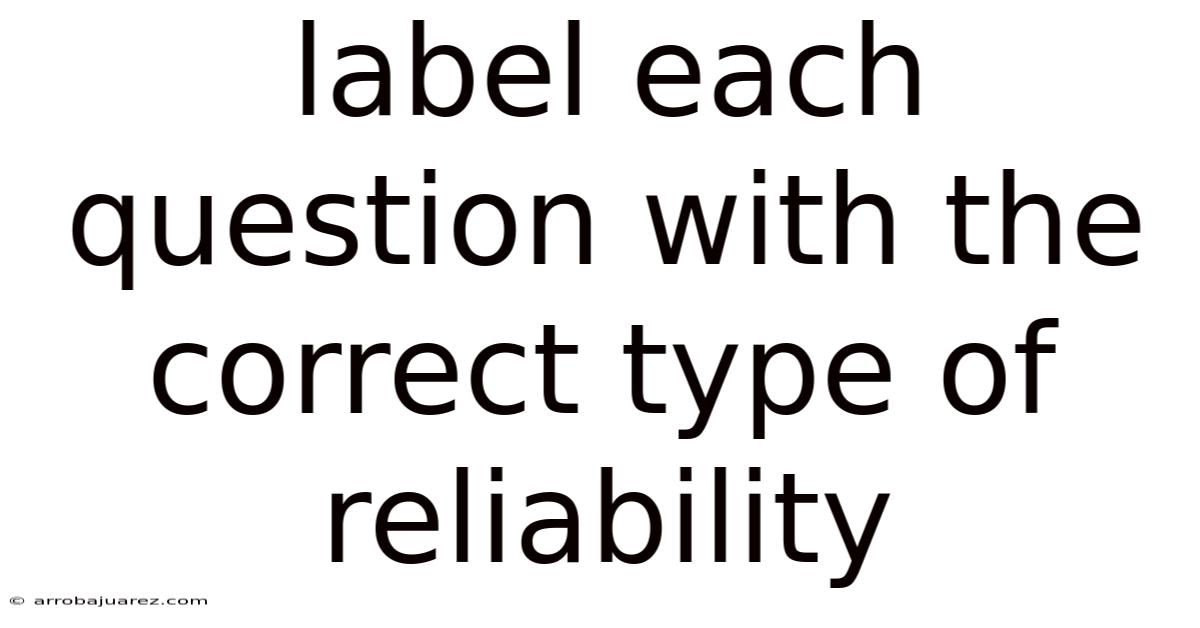 Label Each Question With The Correct Type Of Reliability