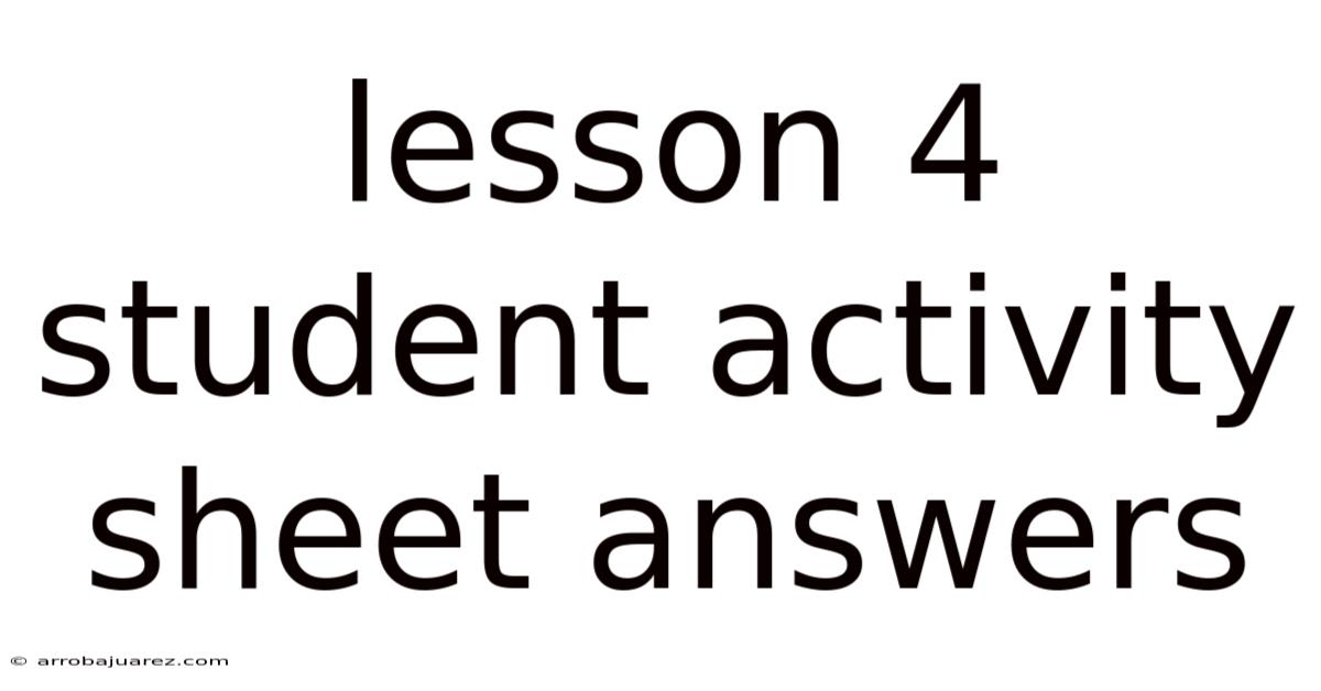 Lesson 4 Student Activity Sheet Answers