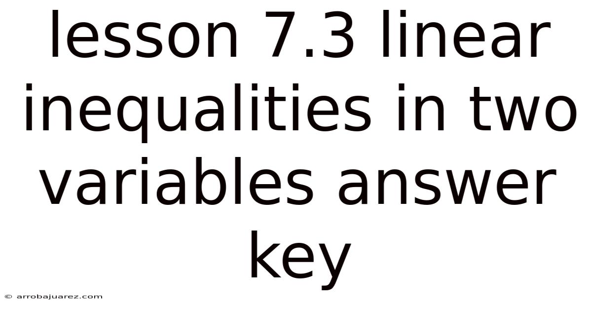 Lesson 7.3 Linear Inequalities In Two Variables Answer Key