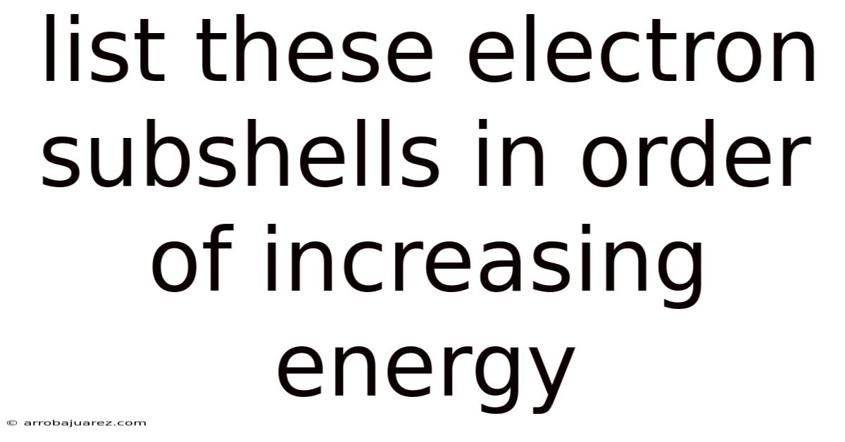 List These Electron Subshells In Order Of Increasing Energy