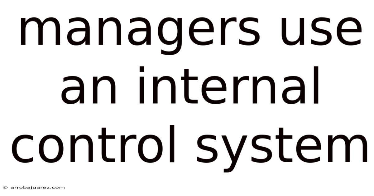 Managers Use An Internal Control System