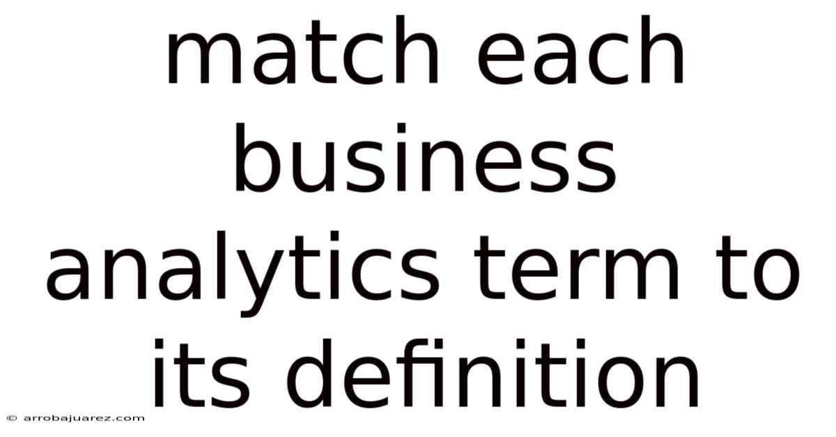 Match Each Business Analytics Term To Its Definition