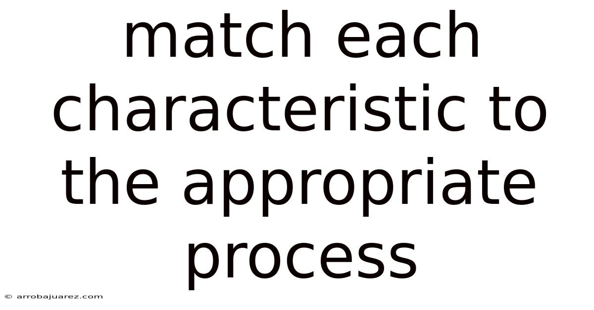 Match Each Characteristic To The Appropriate Process