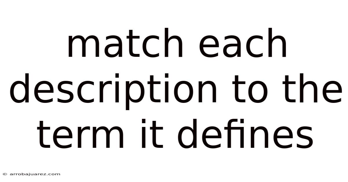 Match Each Description To The Term It Defines