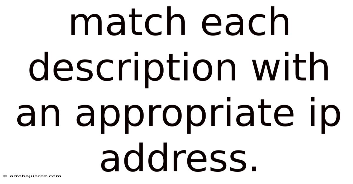 Match Each Description With An Appropriate Ip Address.
