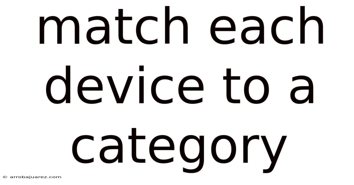 Match Each Device To A Category