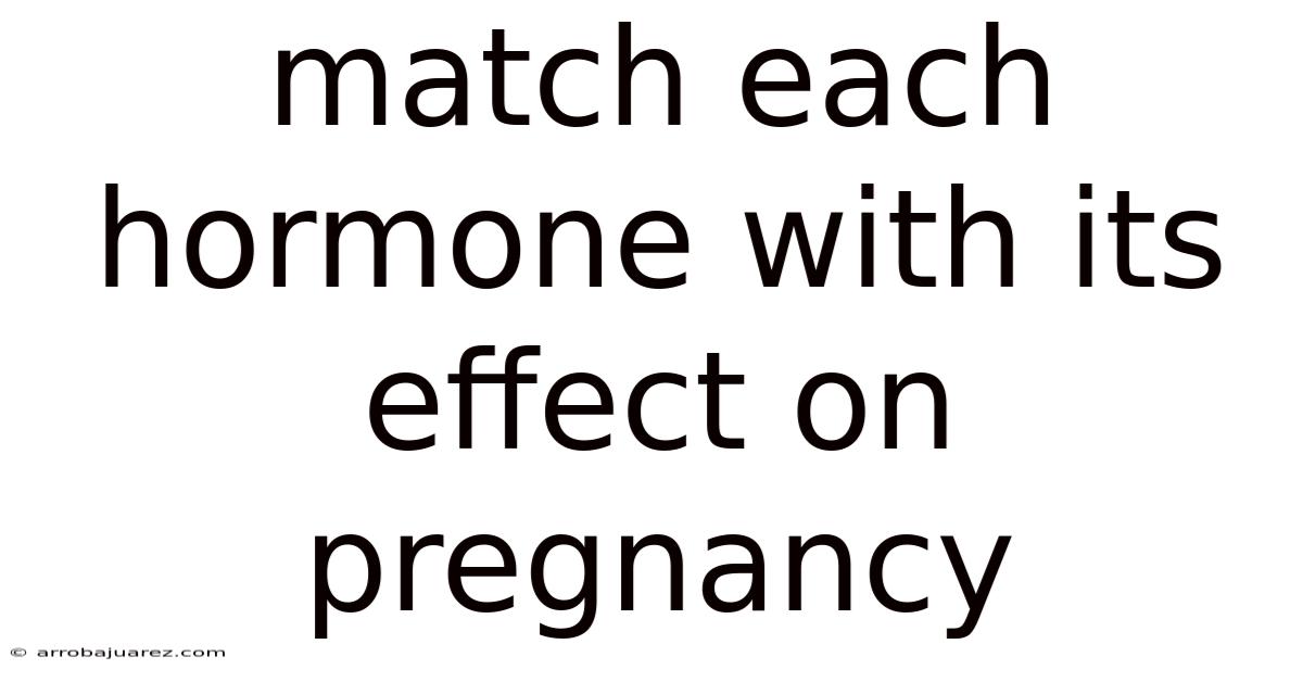 Match Each Hormone With Its Effect On Pregnancy