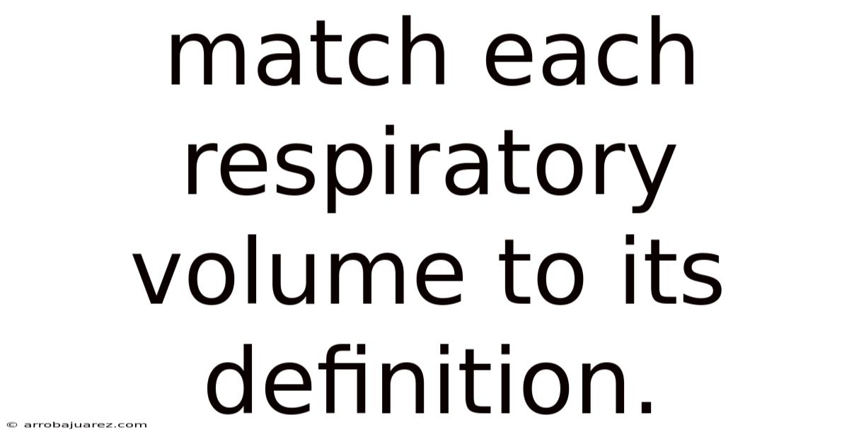 Match Each Respiratory Volume To Its Definition.