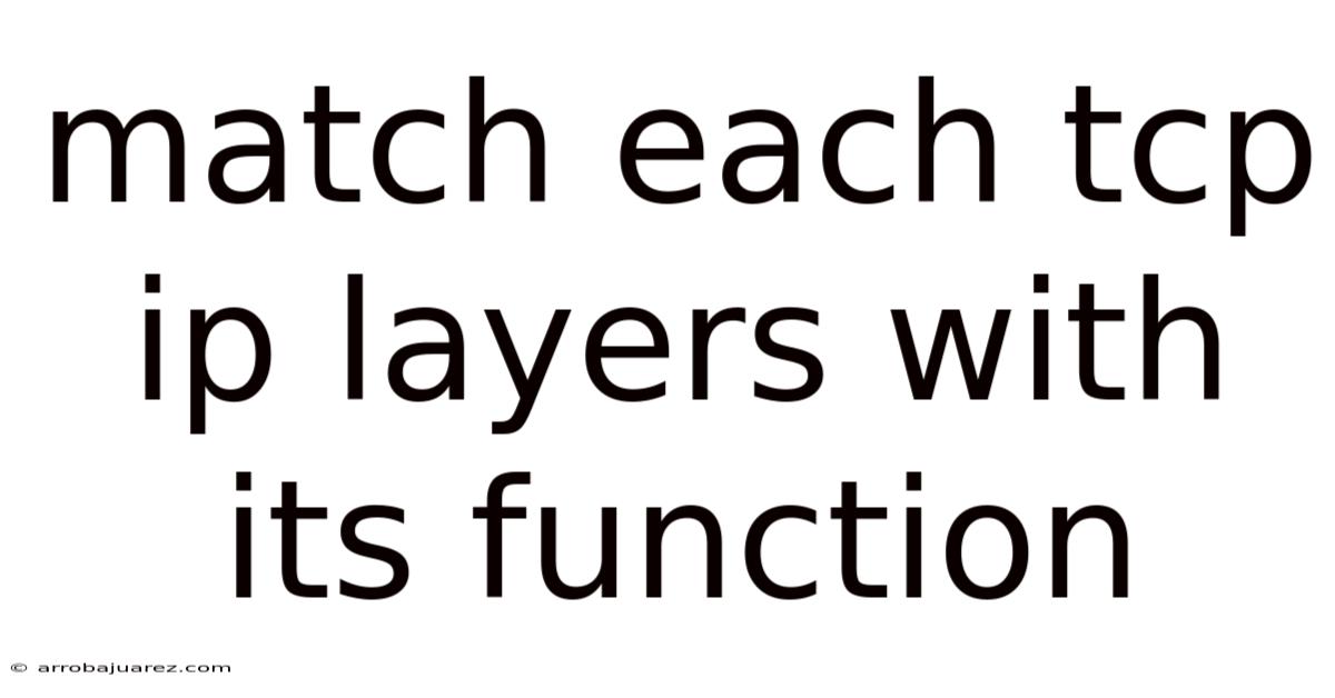 Match Each Tcp Ip Layers With Its Function