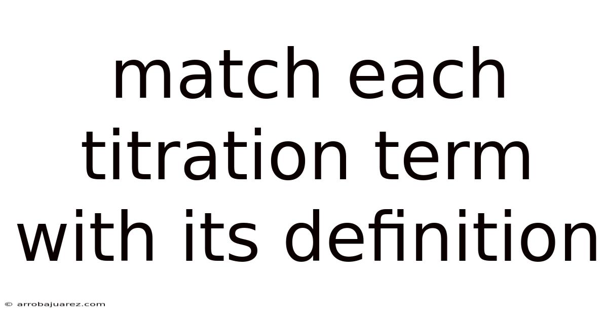 Match Each Titration Term With Its Definition