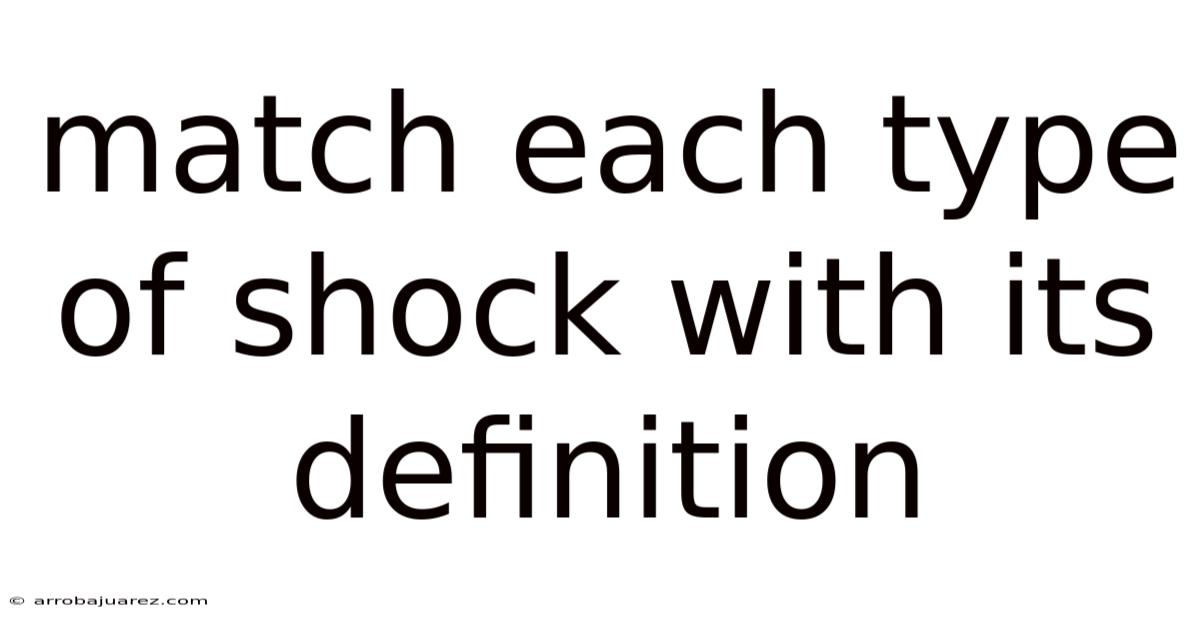 Match Each Type Of Shock With Its Definition