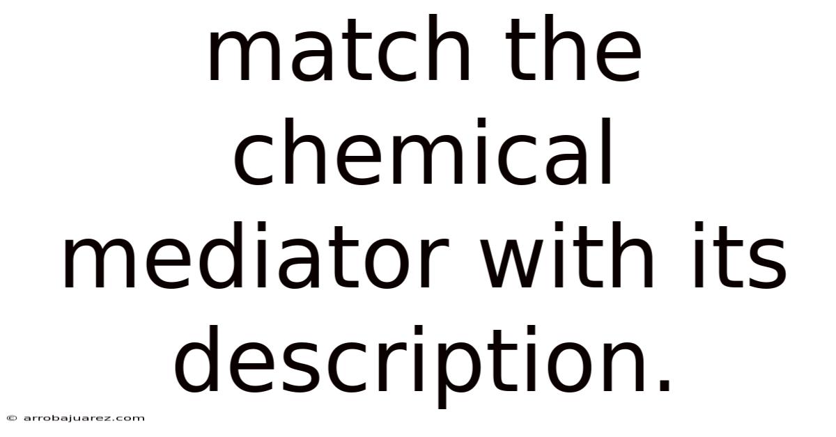 Match The Chemical Mediator With Its Description.