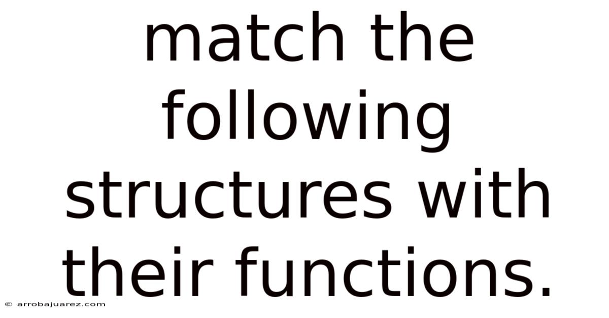 Match The Following Structures With Their Functions.