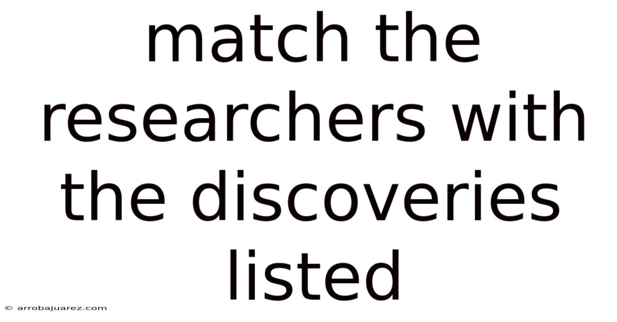 Match The Researchers With The Discoveries Listed