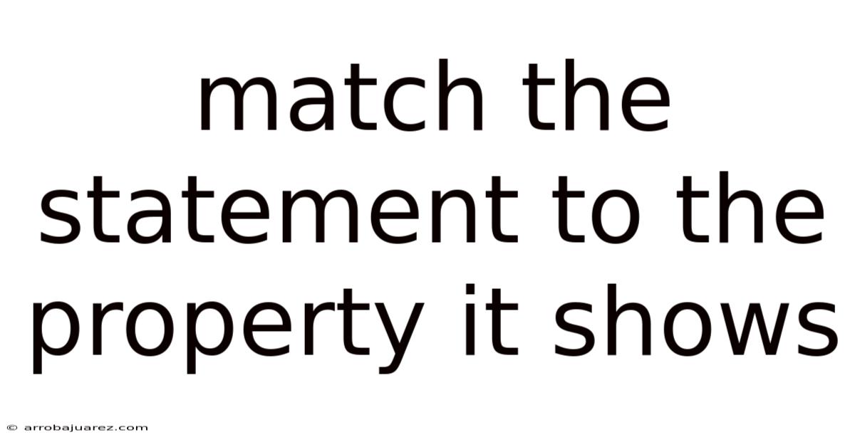 Match The Statement To The Property It Shows