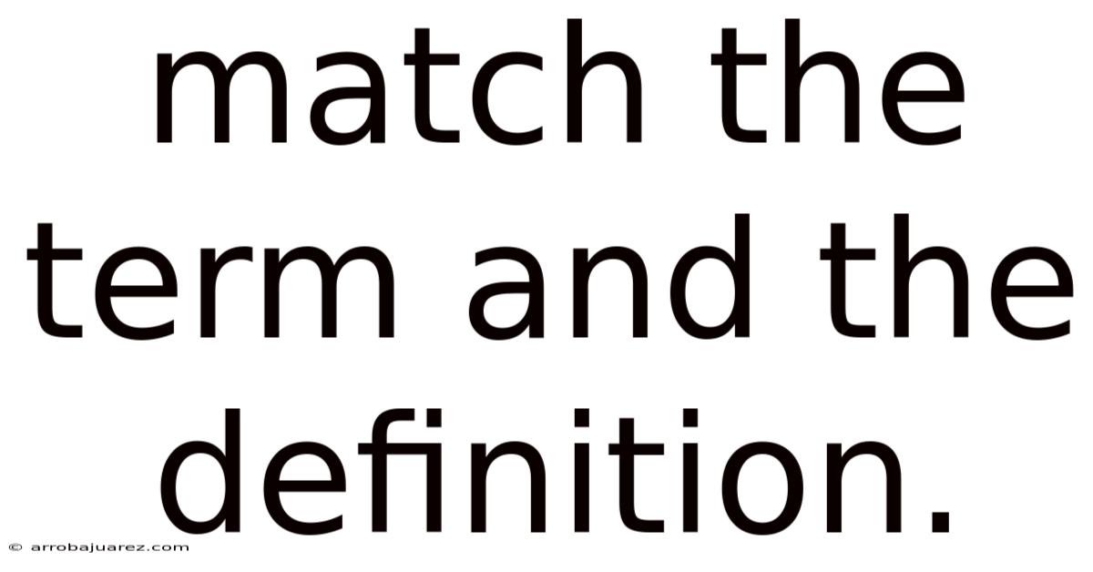 Match The Term And The Definition.