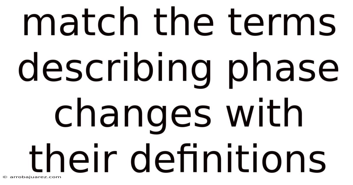 Match The Terms Describing Phase Changes With Their Definitions
