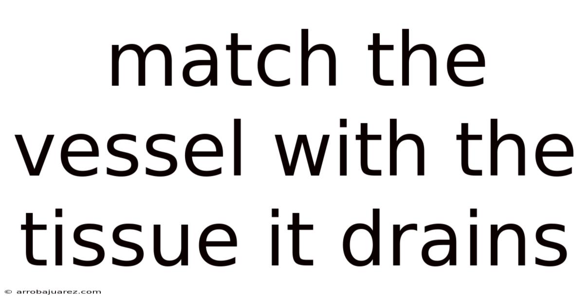 Match The Vessel With The Tissue It Drains