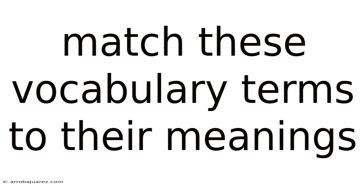 Match These Vocabulary Terms To Their Meanings