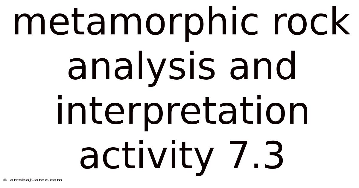 Metamorphic Rock Analysis And Interpretation Activity 7.3