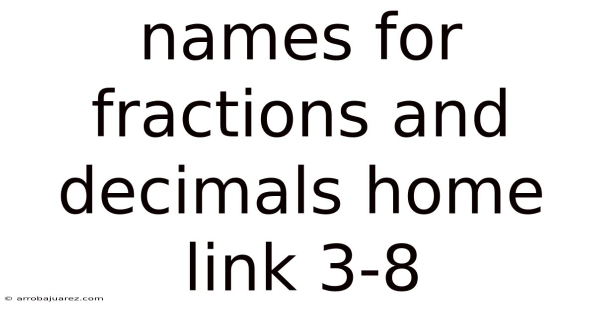 Names For Fractions And Decimals Home Link 3-8