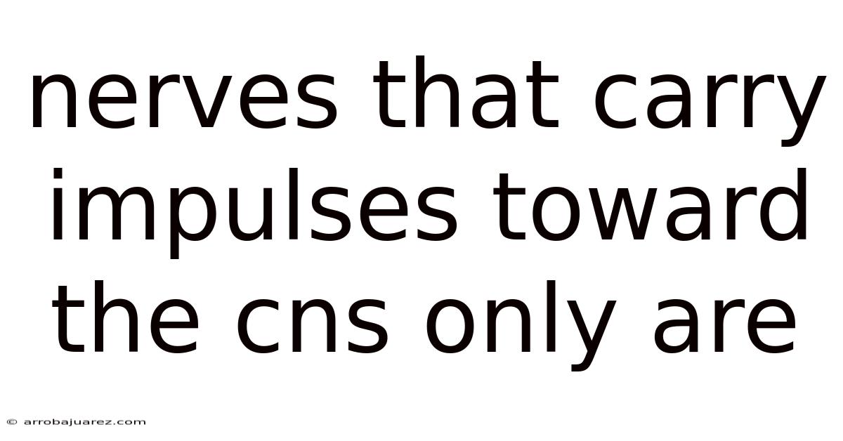 Nerves That Carry Impulses Toward The Cns Only Are