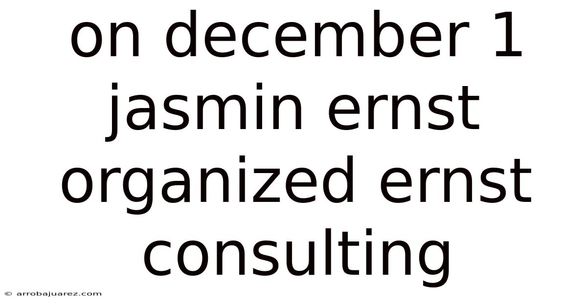 On December 1 Jasmin Ernst Organized Ernst Consulting