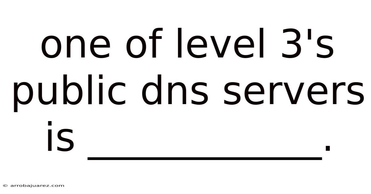 One Of Level 3's Public Dns Servers Is ____________.