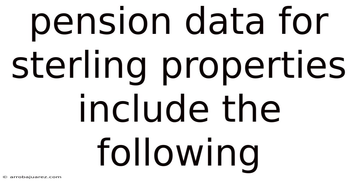 Pension Data For Sterling Properties Include The Following