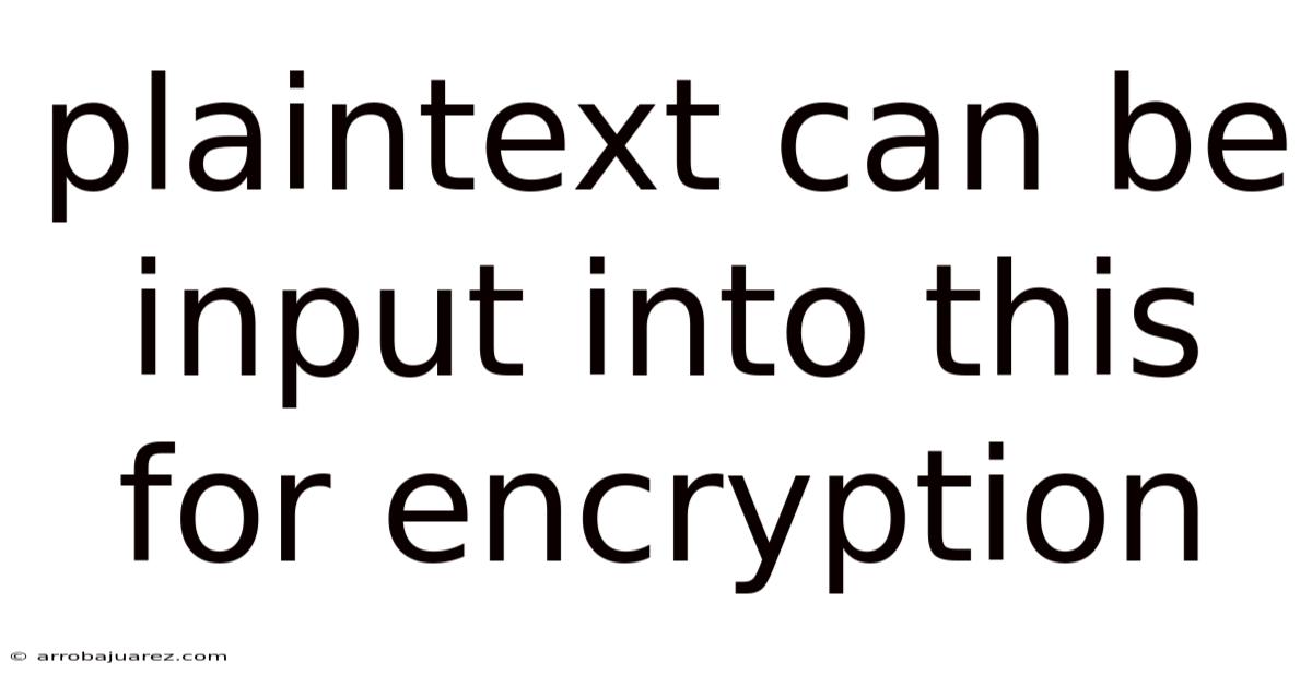 Plaintext Can Be Input Into This For Encryption