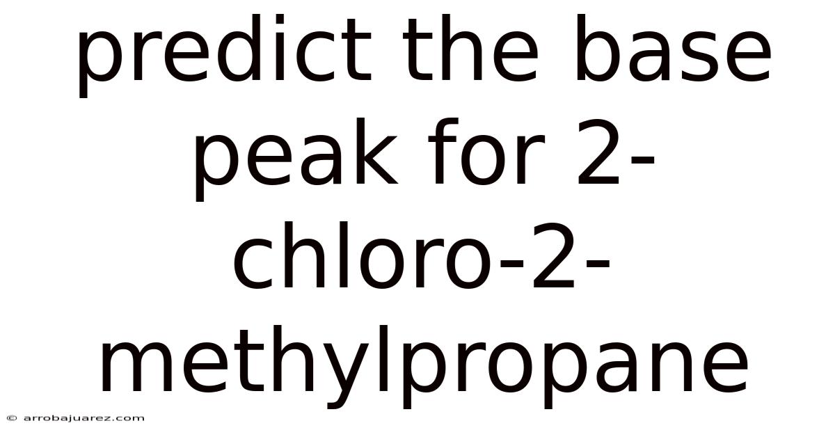 Predict The Base Peak For 2-chloro-2-methylpropane