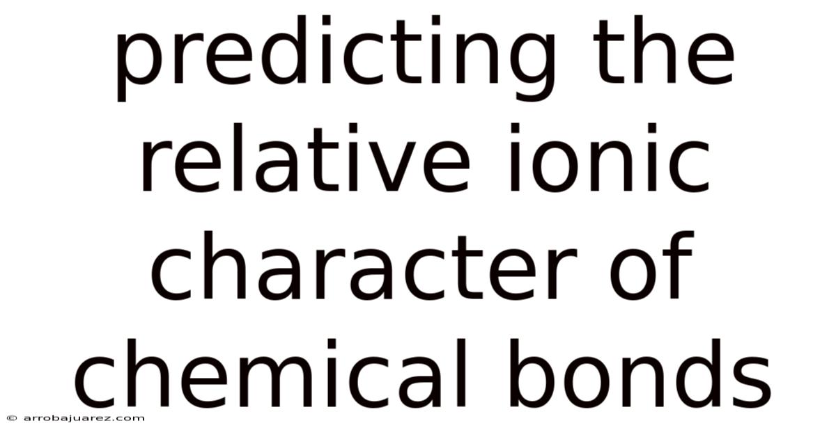 Predicting The Relative Ionic Character Of Chemical Bonds