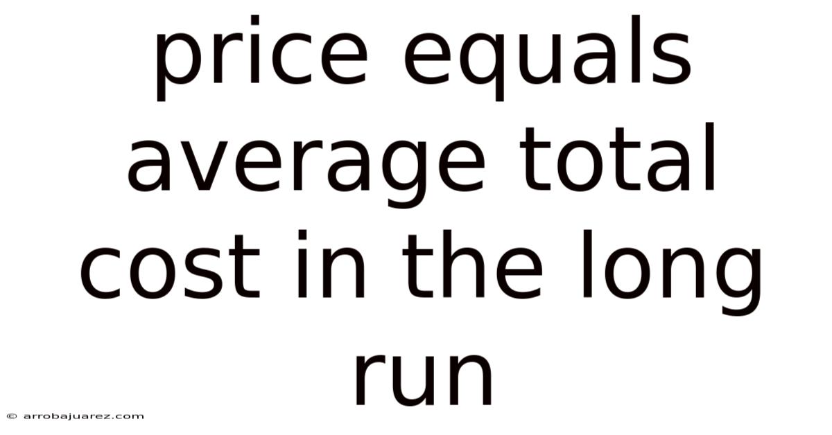 Price Equals Average Total Cost In The Long Run