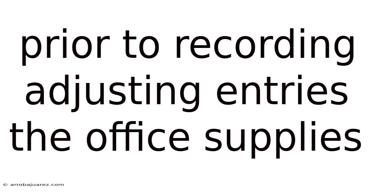 Prior To Recording Adjusting Entries The Office Supplies