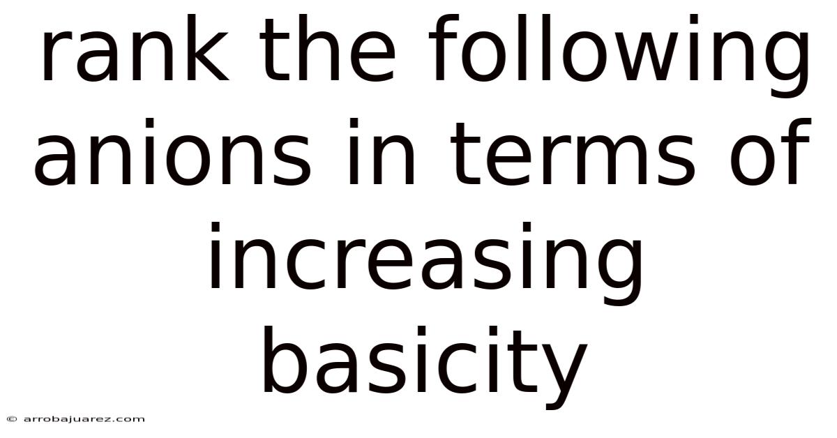 Rank The Following Anions In Terms Of Increasing Basicity