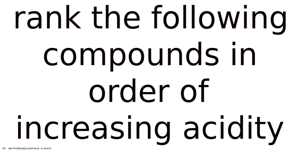 Rank The Following Compounds In Order Of Increasing Acidity