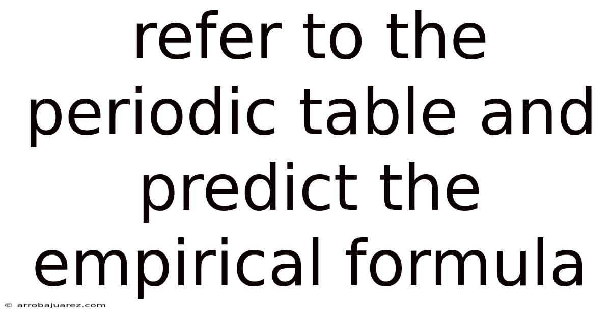 Refer To The Periodic Table And Predict The Empirical Formula