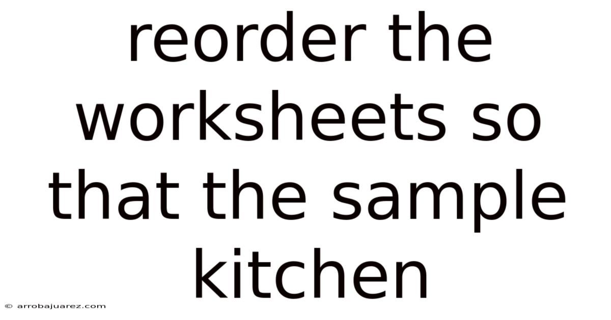Reorder The Worksheets So That The Sample Kitchen