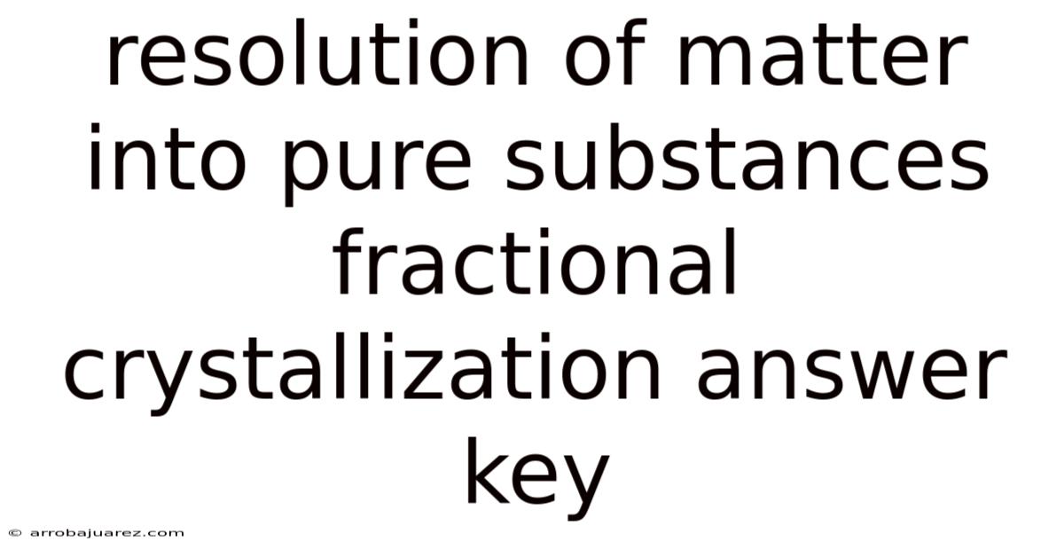 Resolution Of Matter Into Pure Substances Fractional Crystallization Answer Key
