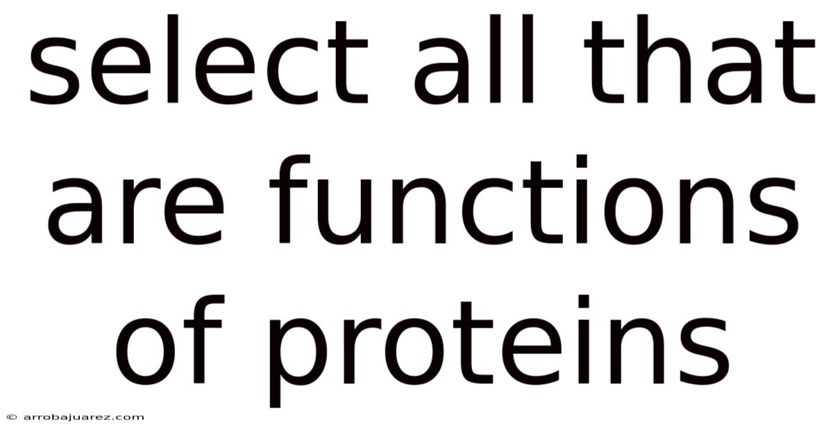 Select All That Are Functions Of Proteins