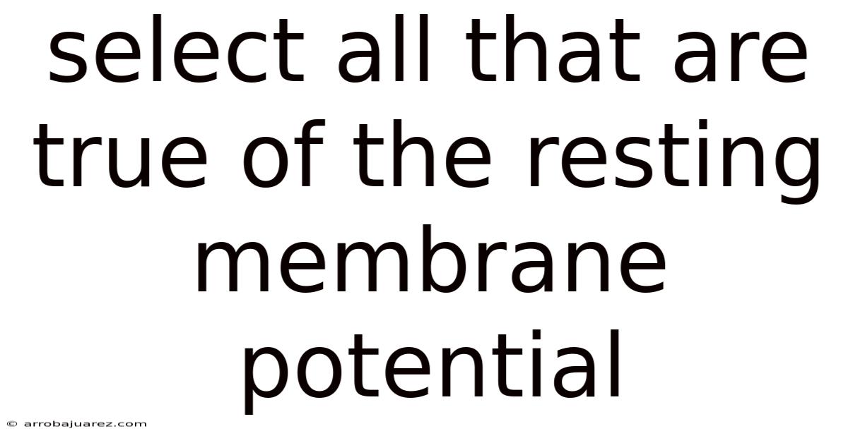 Select All That Are True Of The Resting Membrane Potential