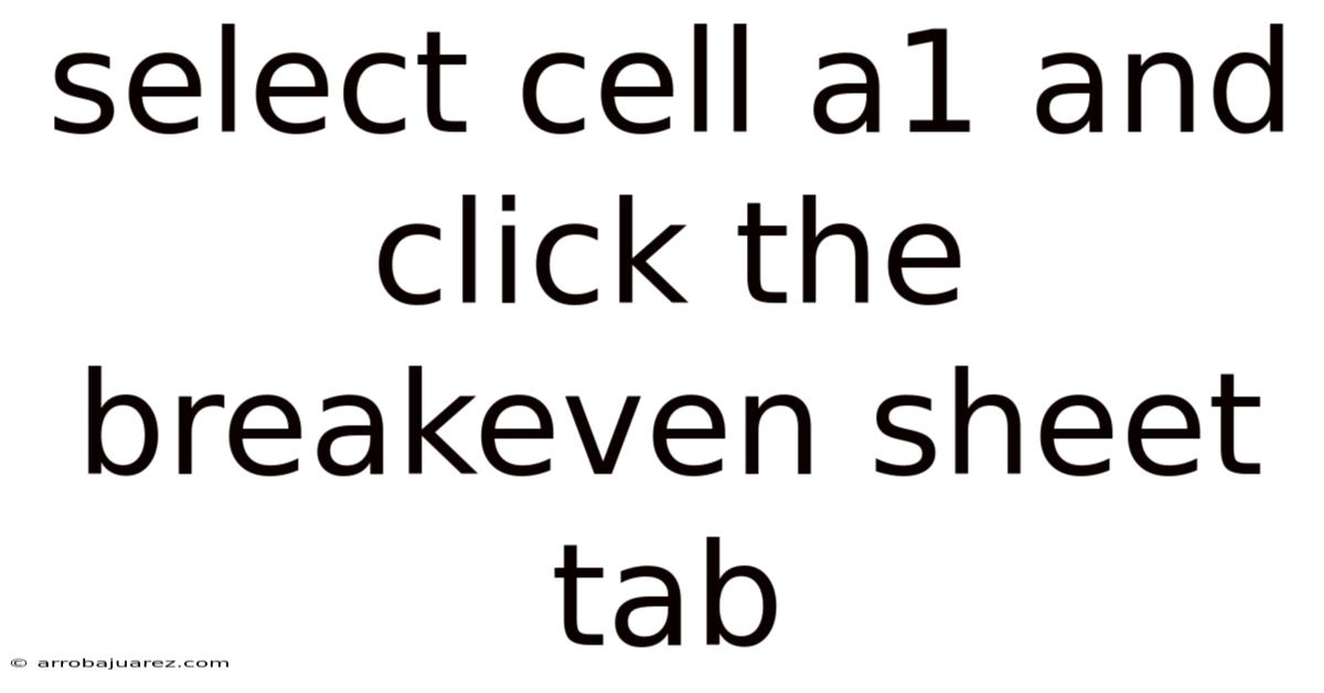 Select Cell A1 And Click The Breakeven Sheet Tab