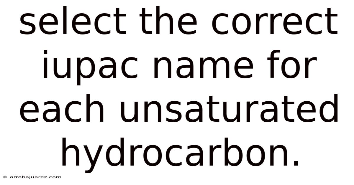 Select The Correct Iupac Name For Each Unsaturated Hydrocarbon.