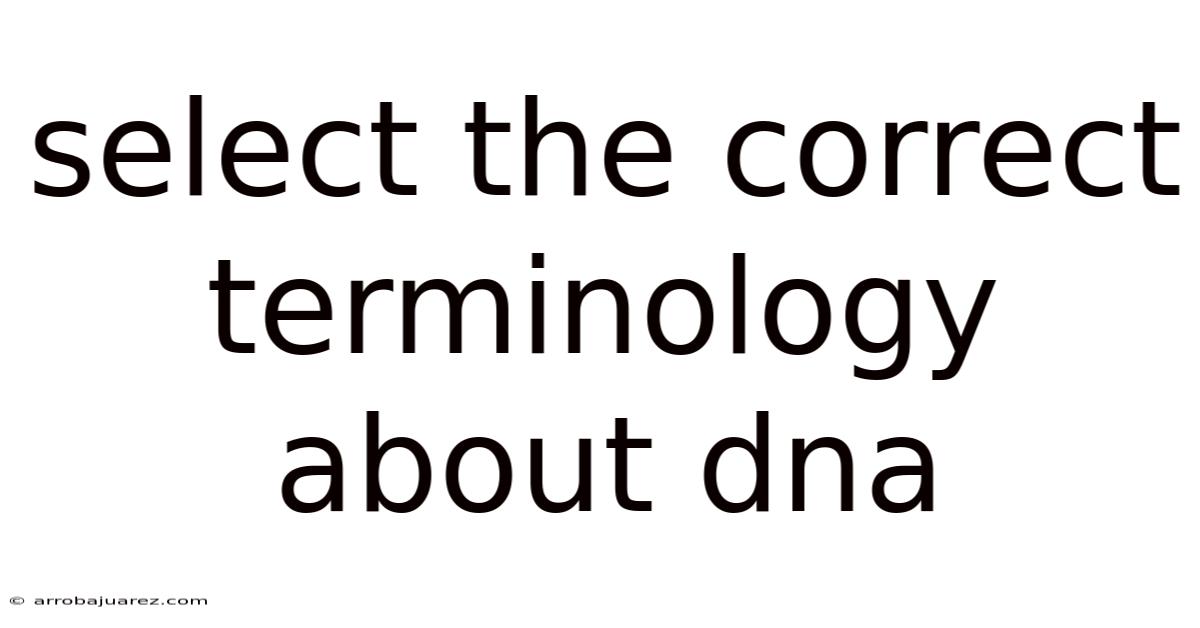 Select The Correct Terminology About Dna