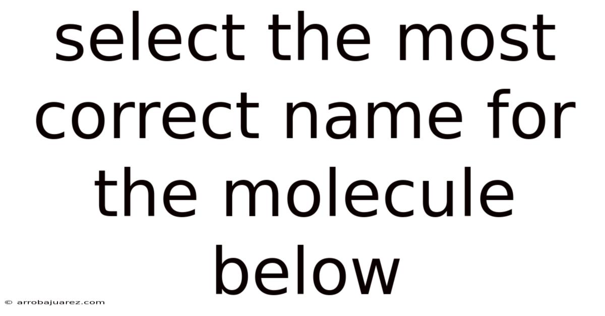 Select The Most Correct Name For The Molecule Below