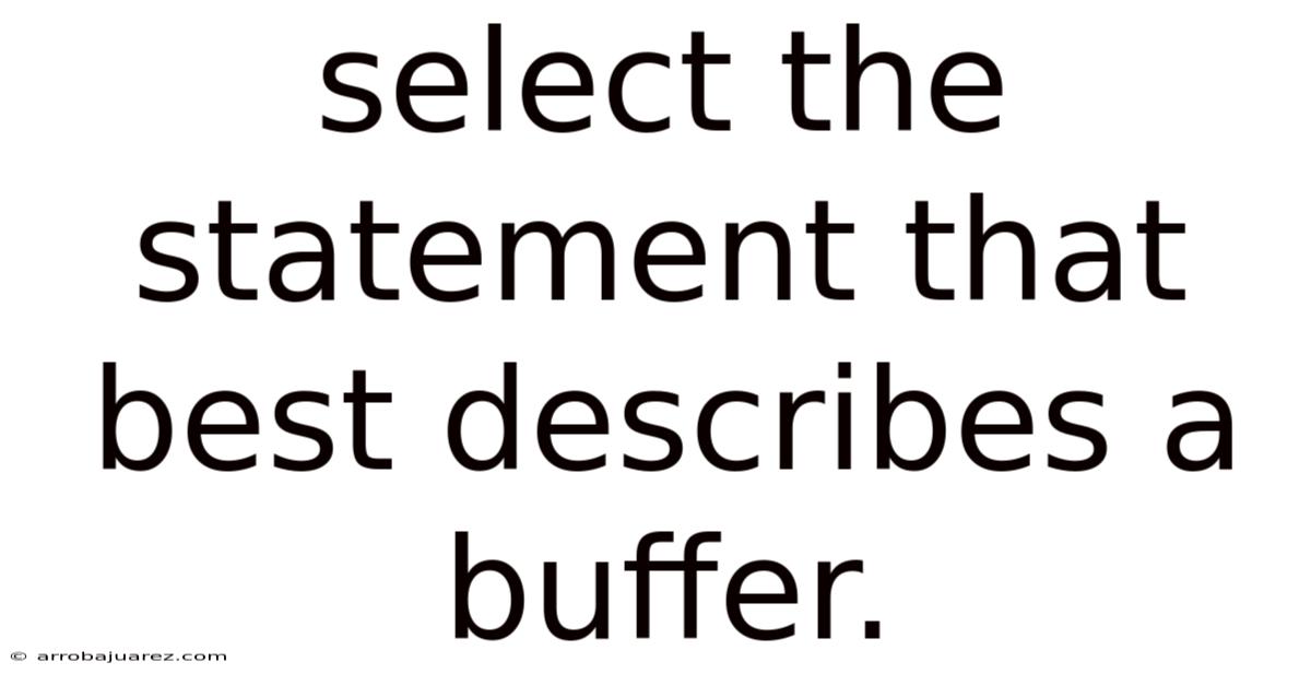 Select The Statement That Best Describes A Buffer.