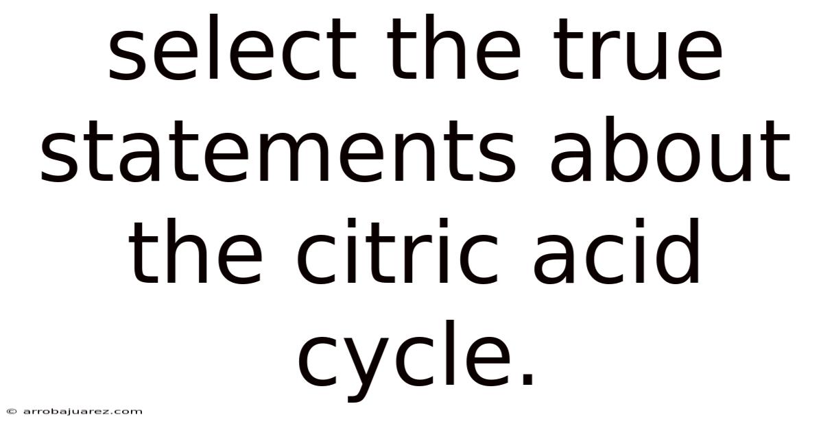 Select The True Statements About The Citric Acid Cycle.